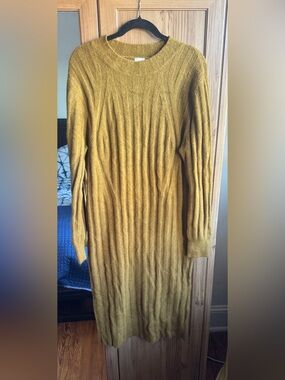 A New Day - Spicy Mustard Brown Midi Sweater Dress, Large